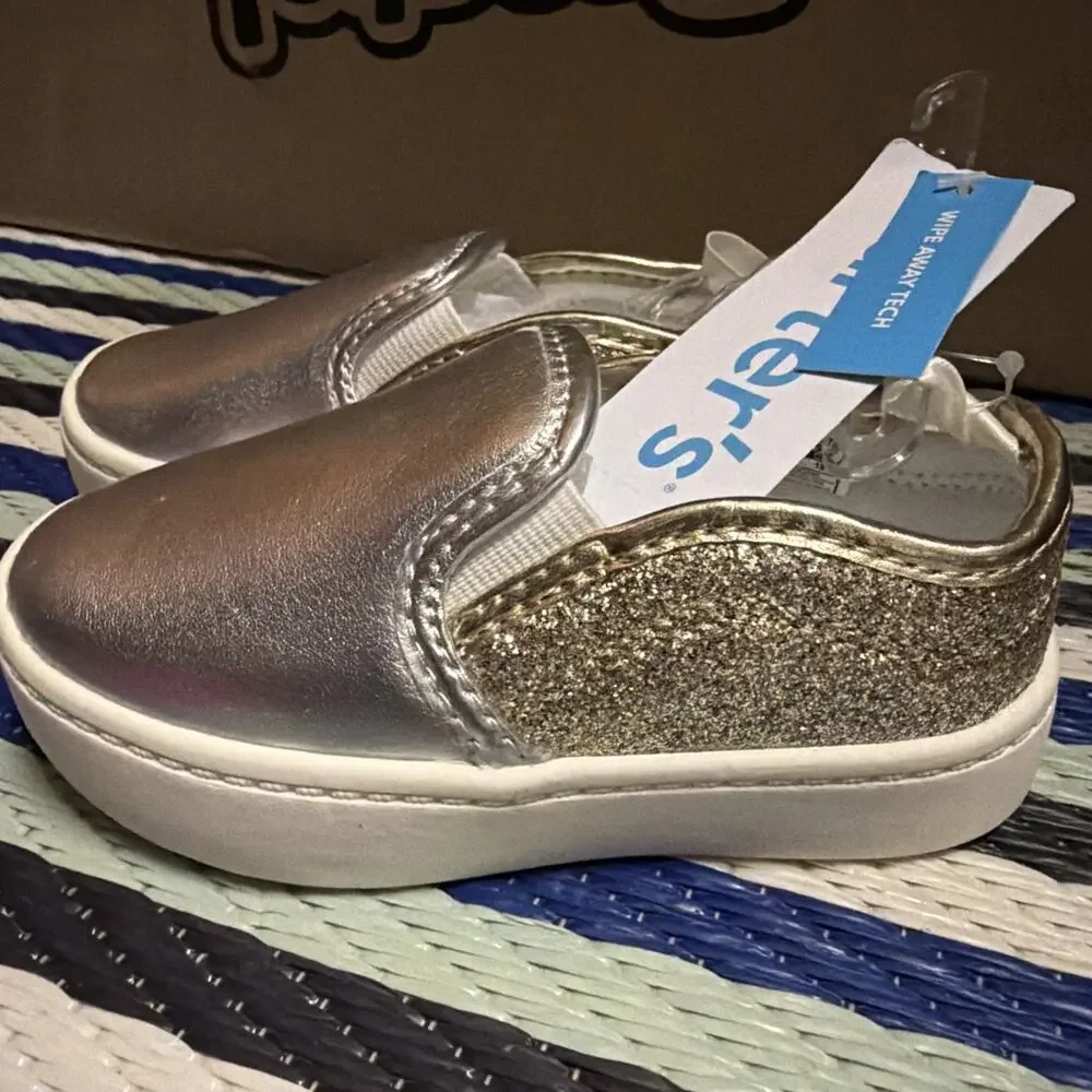 Carter's ,Nettie Slip On Sneakers Silver Gold, Girls 6T